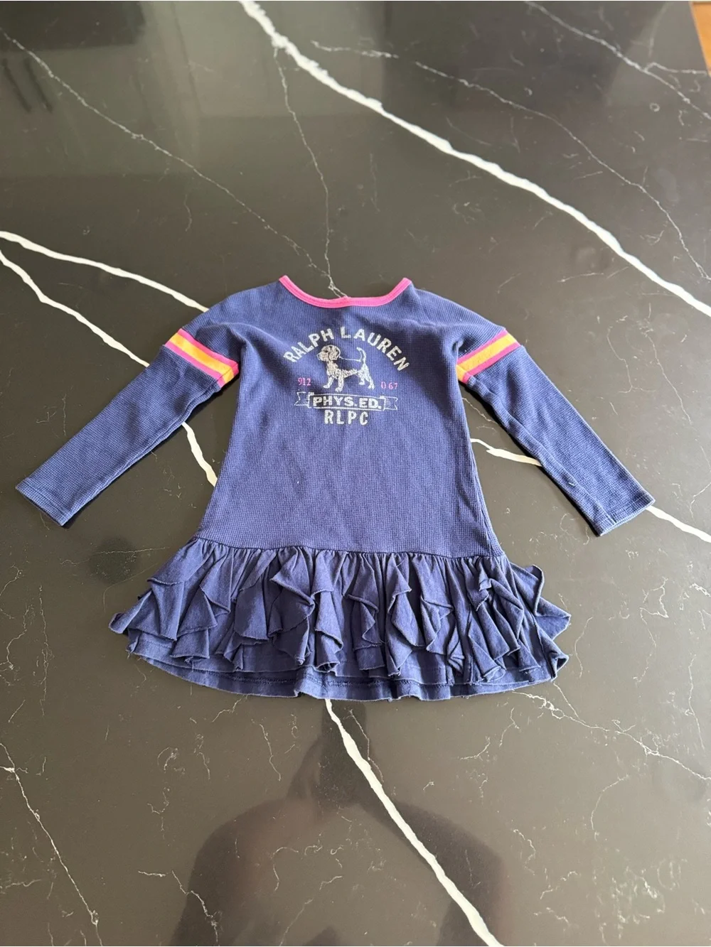 Ralph Lauren Navy Knit Top with Pink Trim